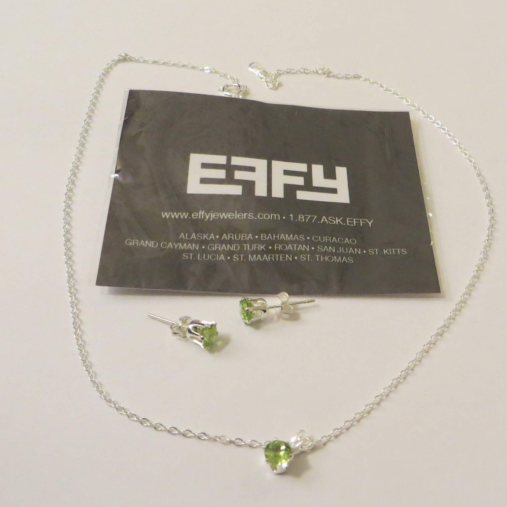 Effy Green and Silver Necklace and Earring Set